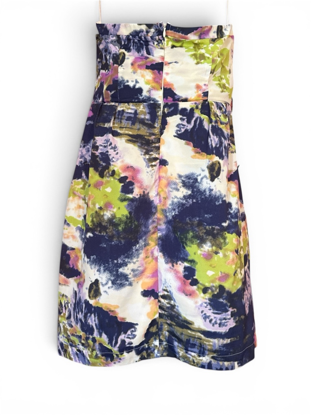 Strapless A-Line Dress in Multi Floral Brushstroke
